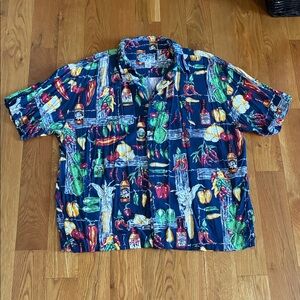 Big Dogs Navy Tropical Print Short-Sleeve Button Down Shirt
